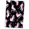 3dRose Figure Skating - Skate and Snowflake Print - Black and Pink - Towels (twl-77481)