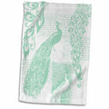 3dRose PS Vintage - Mint Green Vintage Peacock- Birds - Towels (twl-79134)