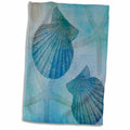 3dRose PS Beach - Aqua Shells and Starfish Beach Themed Art - Towels (twl-79341)