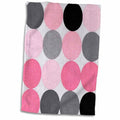 3dRose Large Painted Black Pink n Gray Circles - Towels (twl-80705)