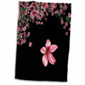 3dRose Pink and White Cherry Blossoms On Black Background - Towels (twl-97837)