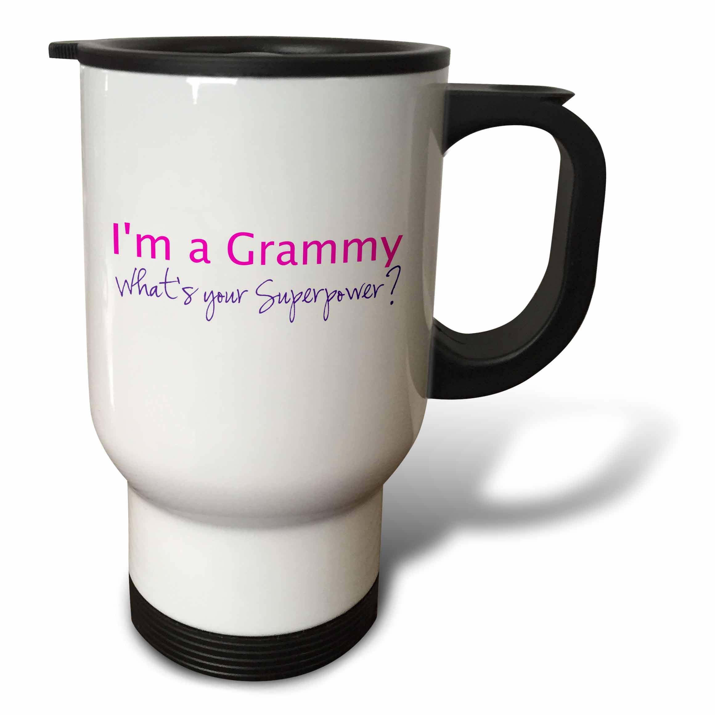 3dRose InspirationzStore Typography - Im a Grammy - Whats your Superpower - pink - funny gift for grandma - Travel Mugs (tm_193726)