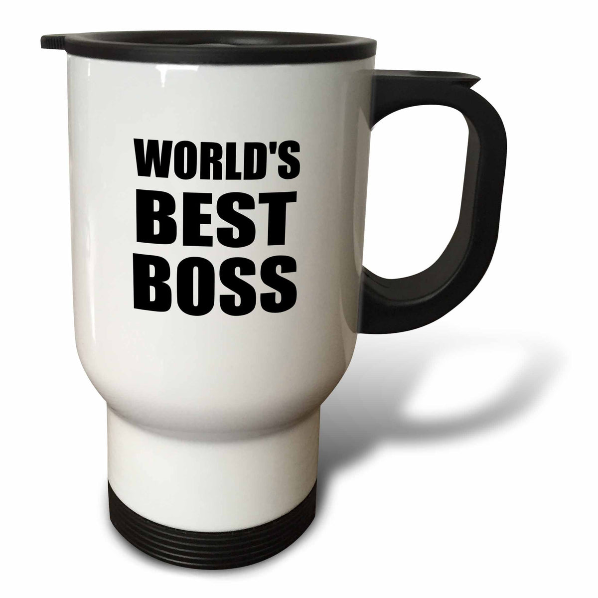 3dRose InspirationzStore Typography - Worlds Best Boss in black - great text design for the greatest boss - Travel Mugs (tm_194437)