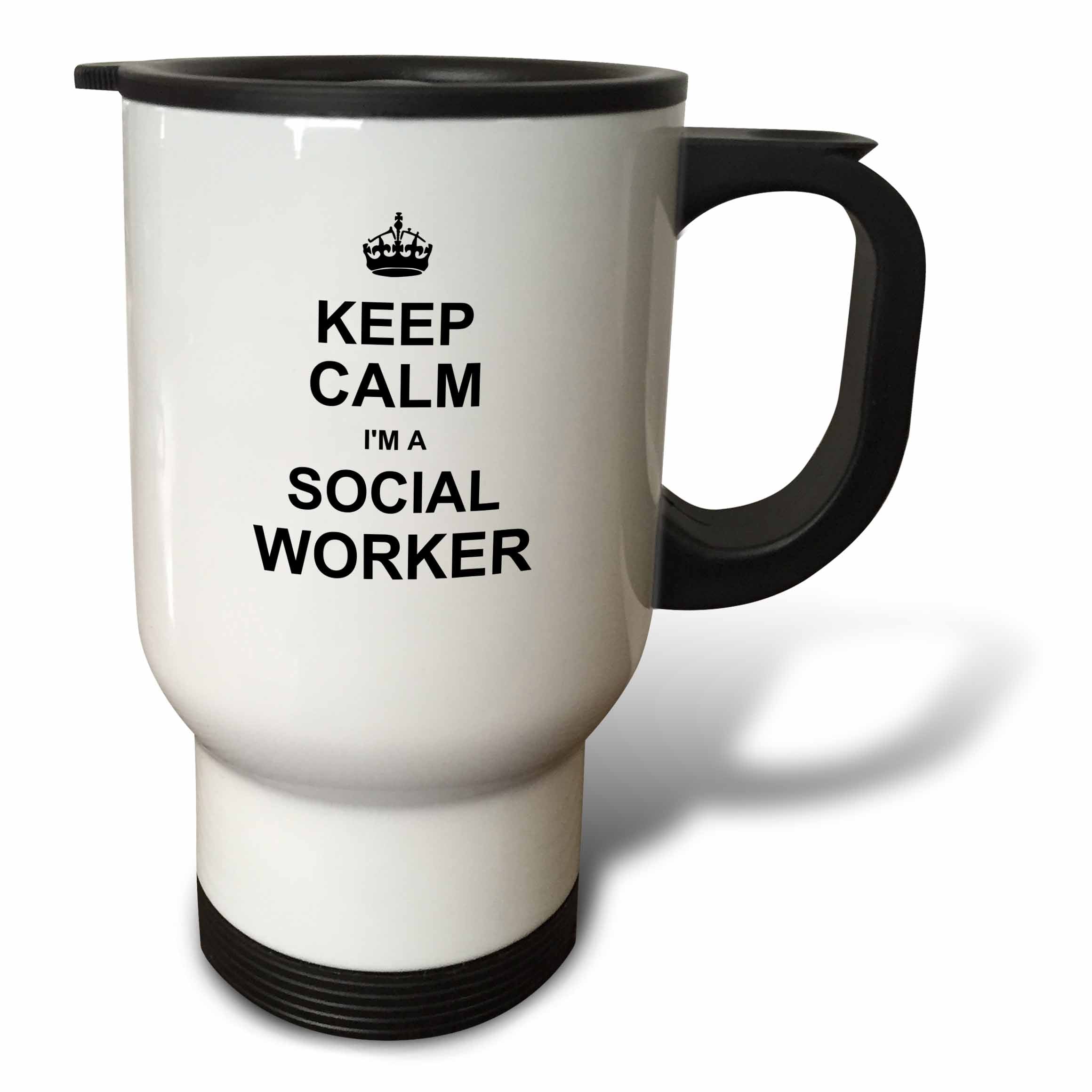 3dRose InspirationzStore Typography - Keep Calm Im a Social Worker - job pride - funny profession work gift - Travel Mugs (tm_194473)