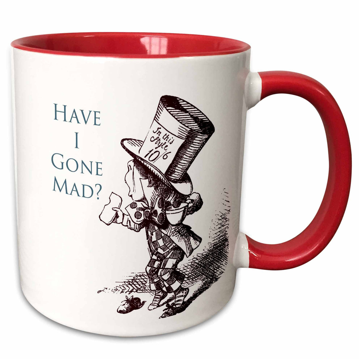 3dRose PS Vintage - Mad Hatter Have I gone Mad Alice in Wonderland - Mugs (mug_110410)