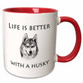 3dRose EvaDane - Funny Quotes - Life is better with a husky - Mugs (mug_149765)