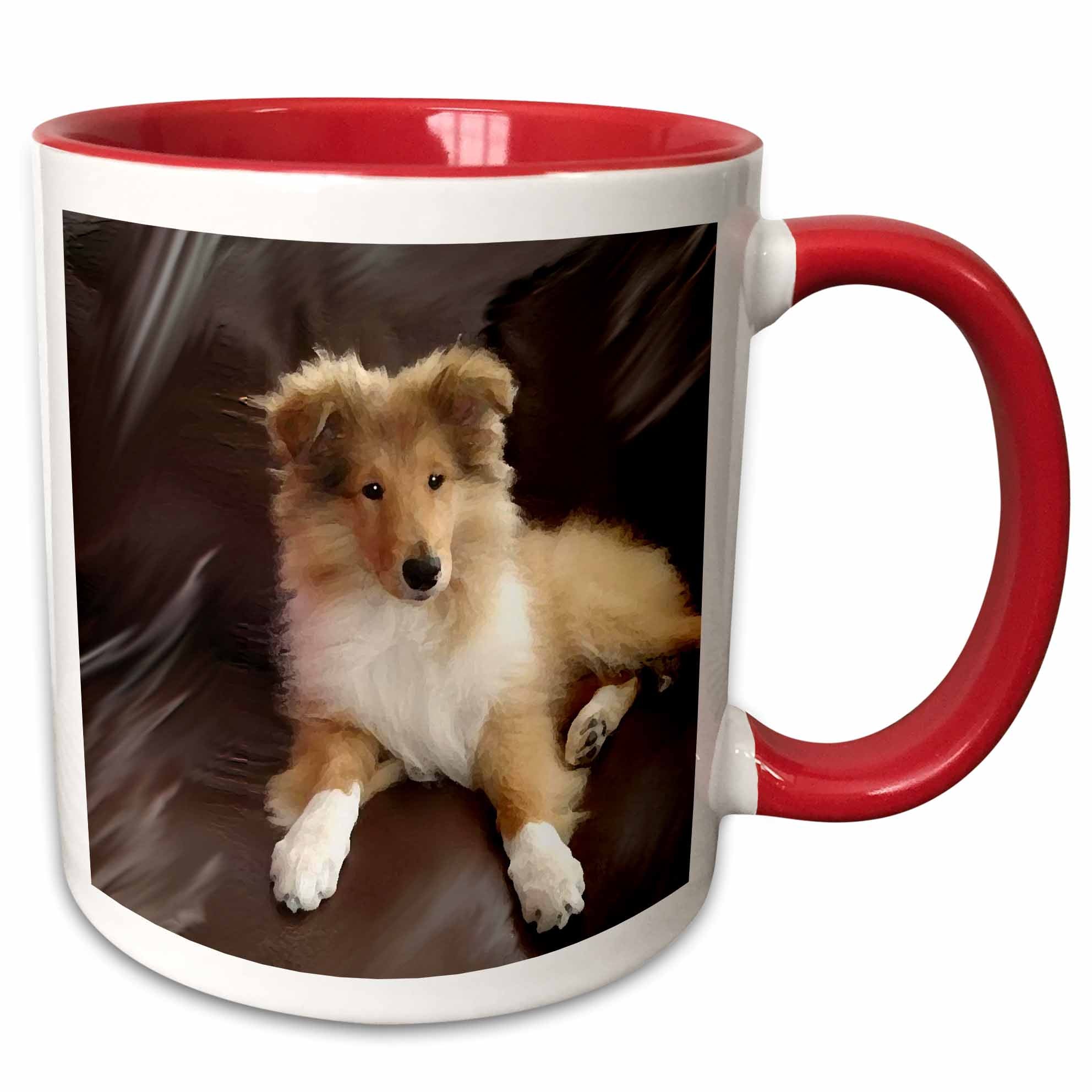 3dRose Dogs Rough Collie - Rough Collie Puppy - Mugs (mug_4546)