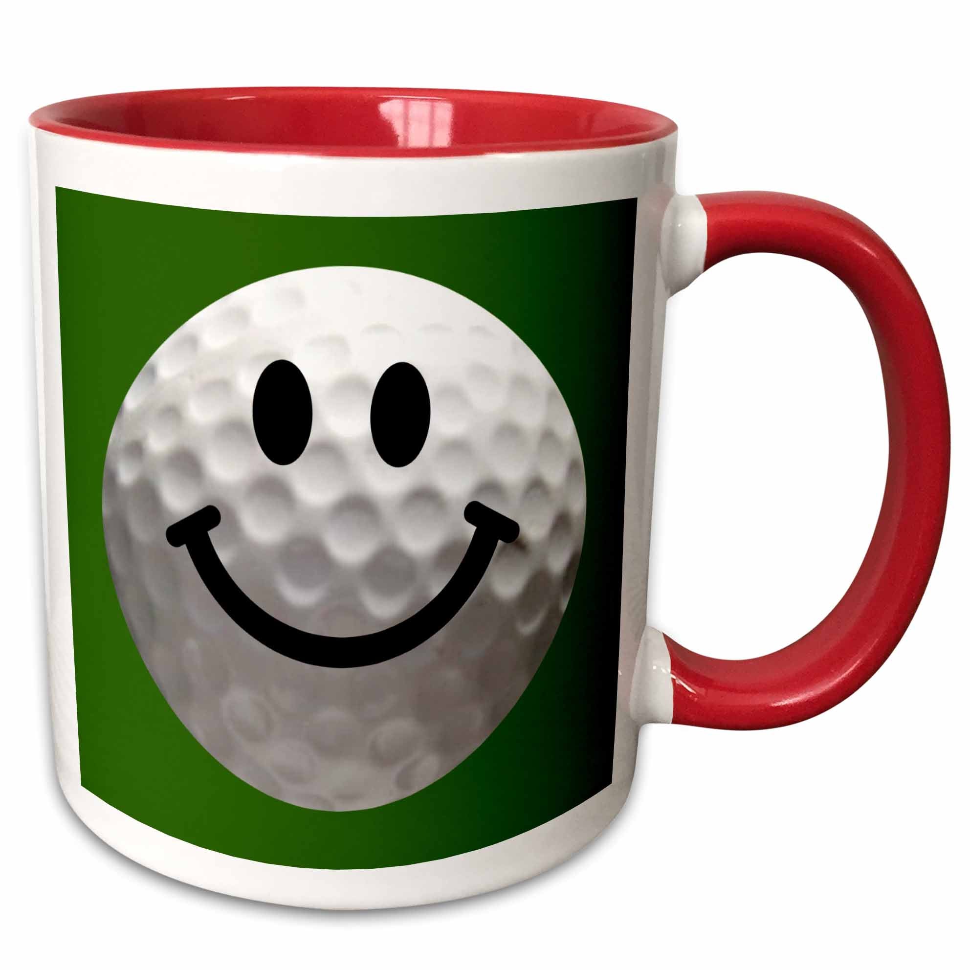 3dRose smiling face golf ball - Happy white golfball - Golfer gift - Smilie on... - Mugs (mug_76670)