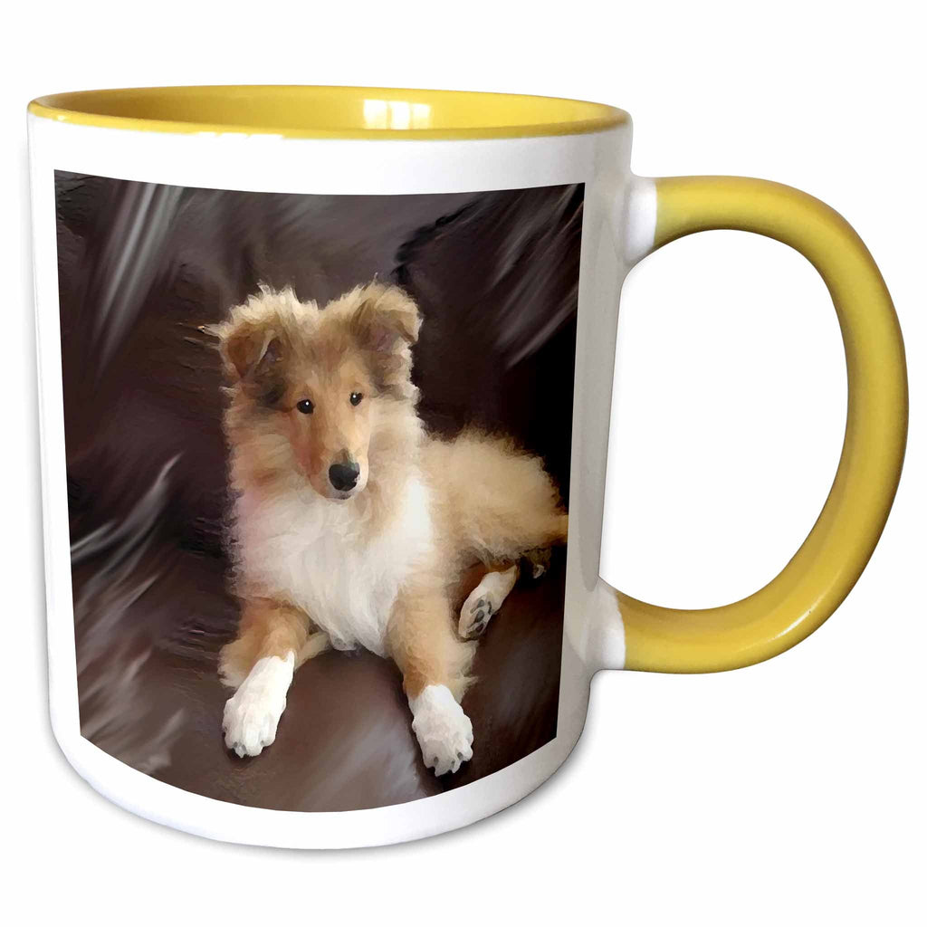 3dRose Dogs Rough Collie - Rough Collie Puppy - Mugs (mug_4546)