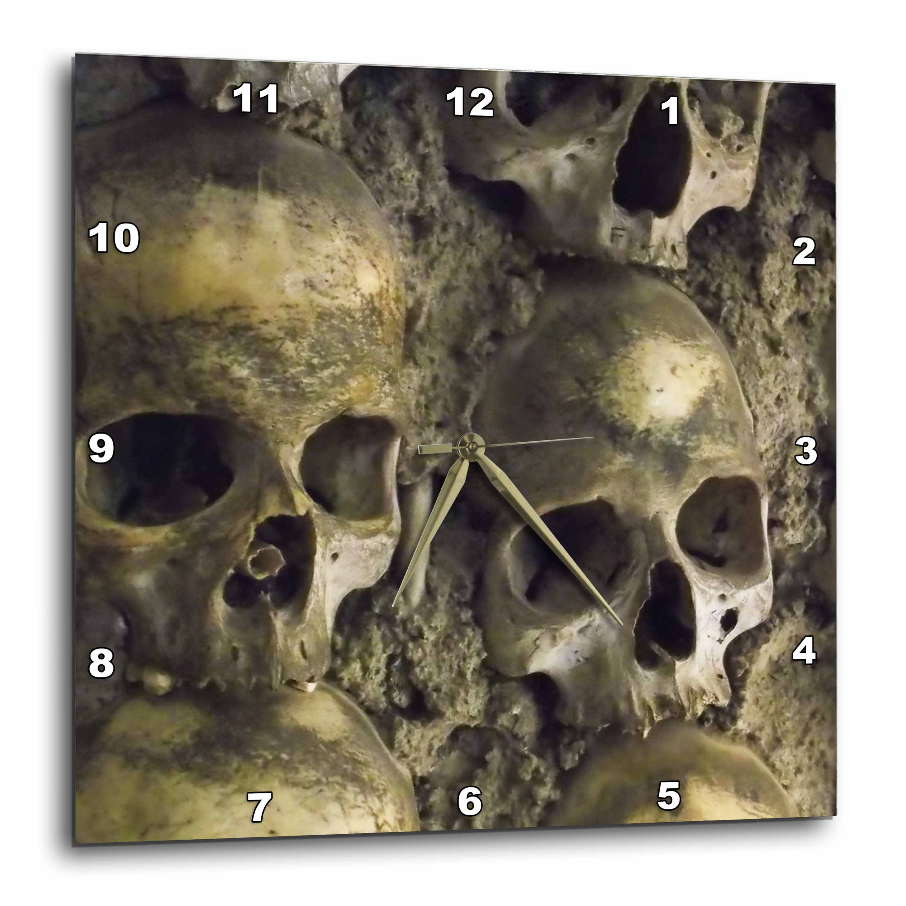 3dRose Albom Design Unusual Places - Skulls, Chapel of Bones, Evora, Portugal - Wall Clocks (DPP_100285)