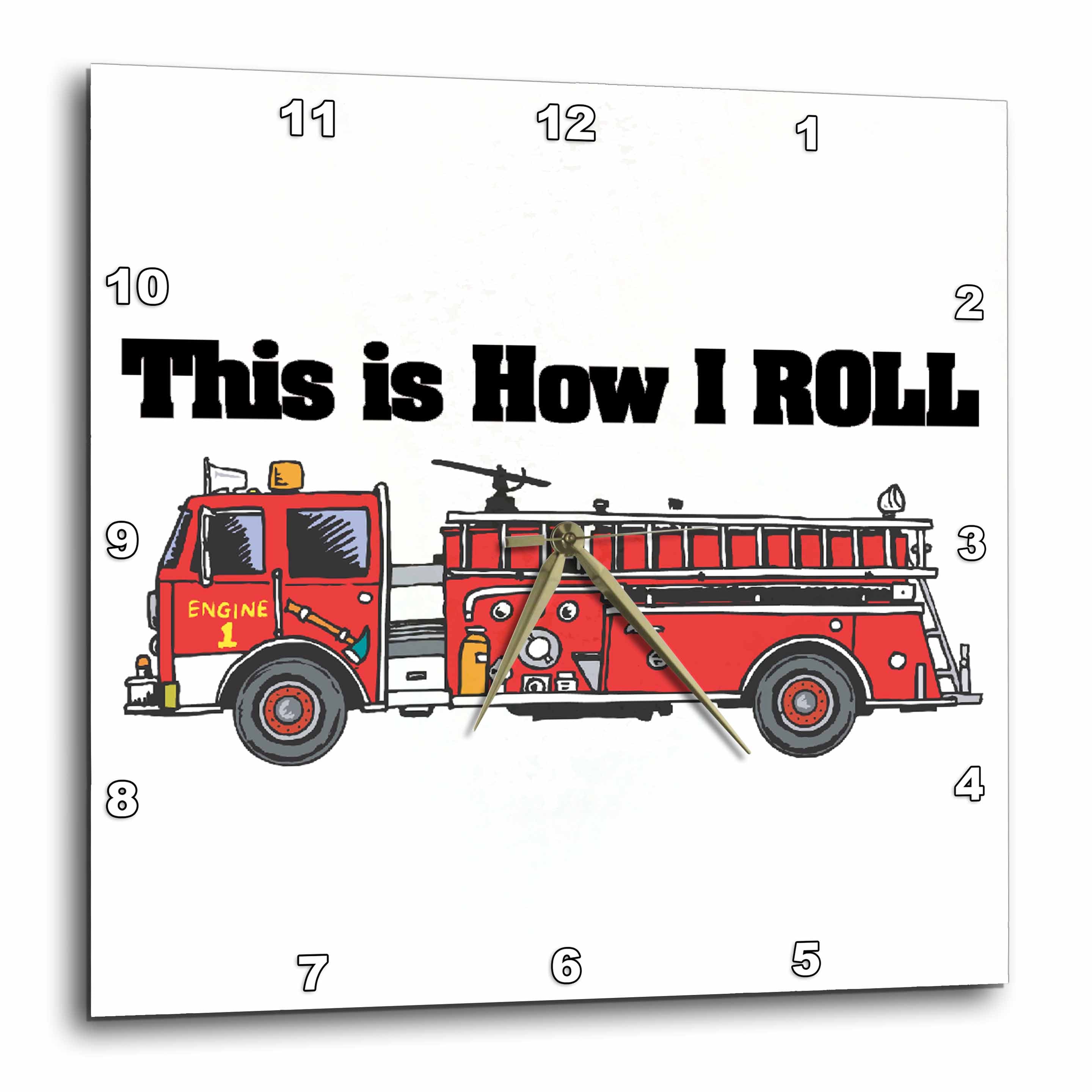 3dRose Dooni Designs Funny and Humorous Designs - This is How I Roll Fire Truck Firemen Design - Wall Clocks (DPP_102607)