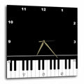 3dRose InspirationzStore Music Art Designs - Black Piano Edge - Baby Grand Keyboard Music Design for Pianist Musical Player and Musician Gifts - Wall Clocks (DPP_112947)