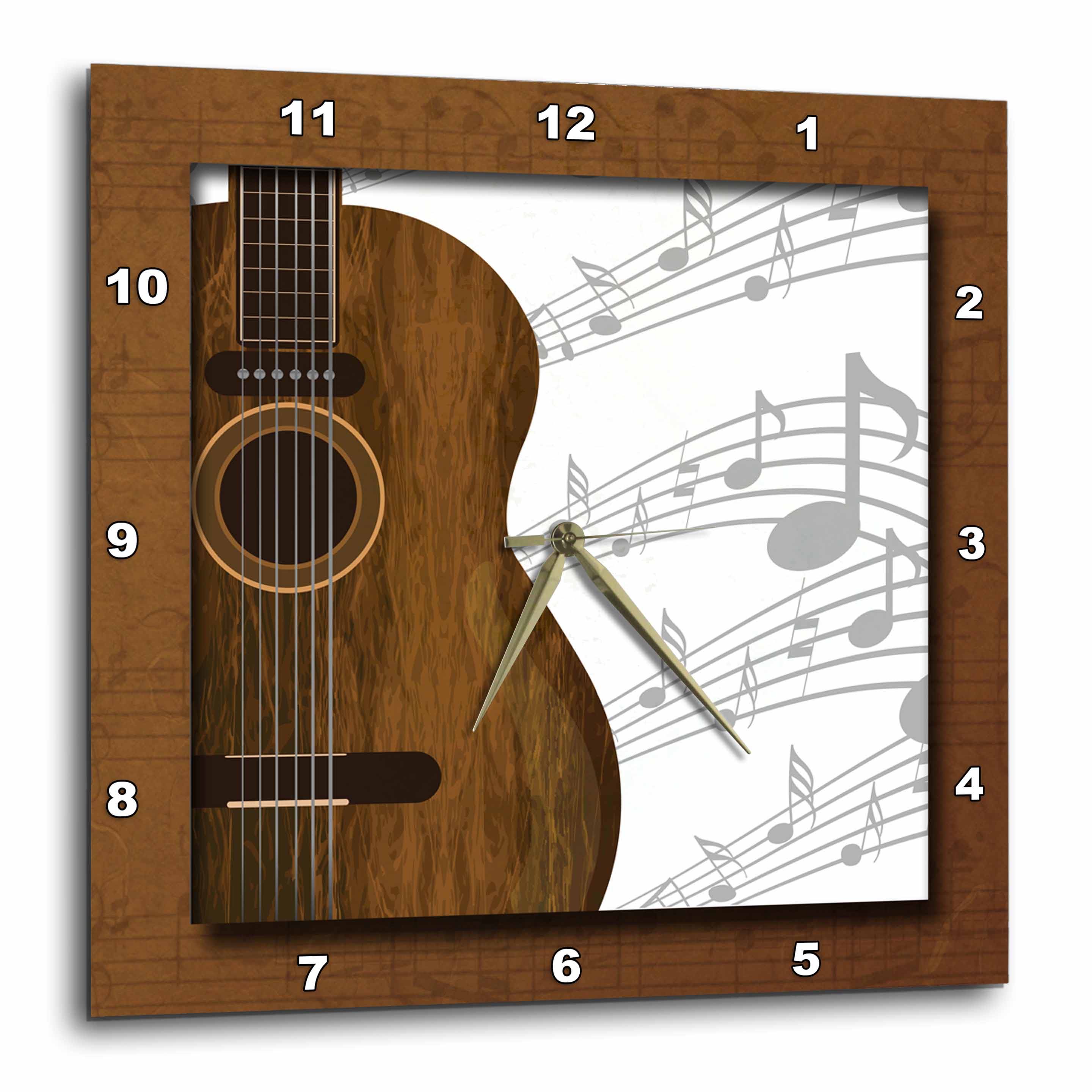 3dRose Susan Brown Designs Music Themes - Guitar Music Concept - Wall Clocks (DPP_149974)