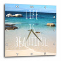 3dRose InspirationzStore Inspirational Quotes - Life is Beautiful - Positive Affirmations - Inspiring Nature - Beach Photography - Words Saying - Wall Clocks (DPP_151390)