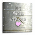 3dRose InspirationzStore Occasions - 10th Wedding Tin Celebrating 10 Years Together - Tenth Anniversaries Ten yrs - Wall Clocks (DPP_154441)