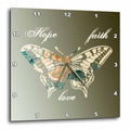 3dRose PS Inspirations - Hope, Faith and Love Gold Butterfly Inspirational Art - Wall Clocks (DPP_155872)