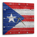 3dRose Carsten Reisinger Illustrations - National Flag of Puerto Rico Painted onto a Brick Wall Rican - Wall Clocks (DPP_156970)