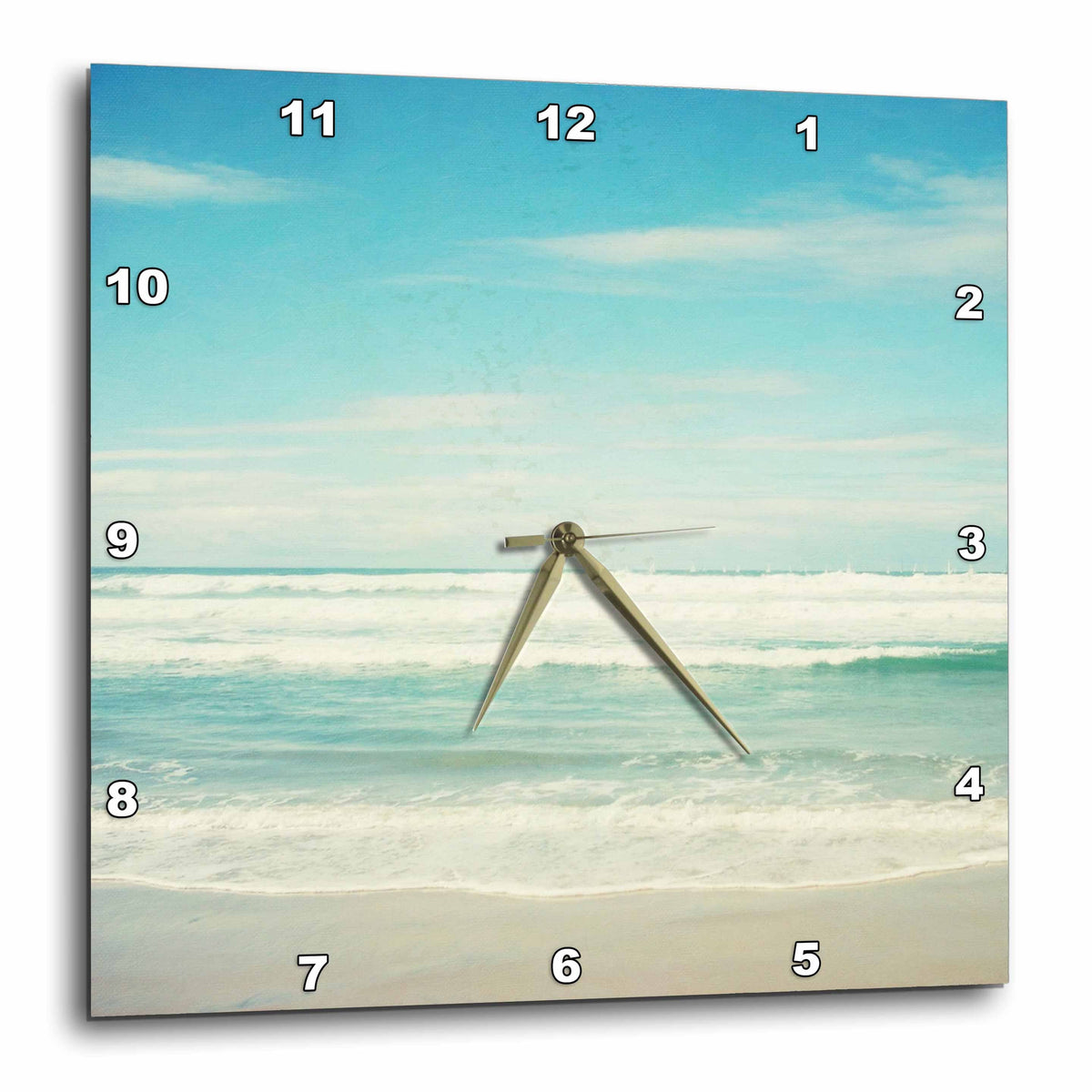 3dRose PS Beach - Gentle Ocean Waves Beach Theme Art - Wall Clocks (DPP_164479)