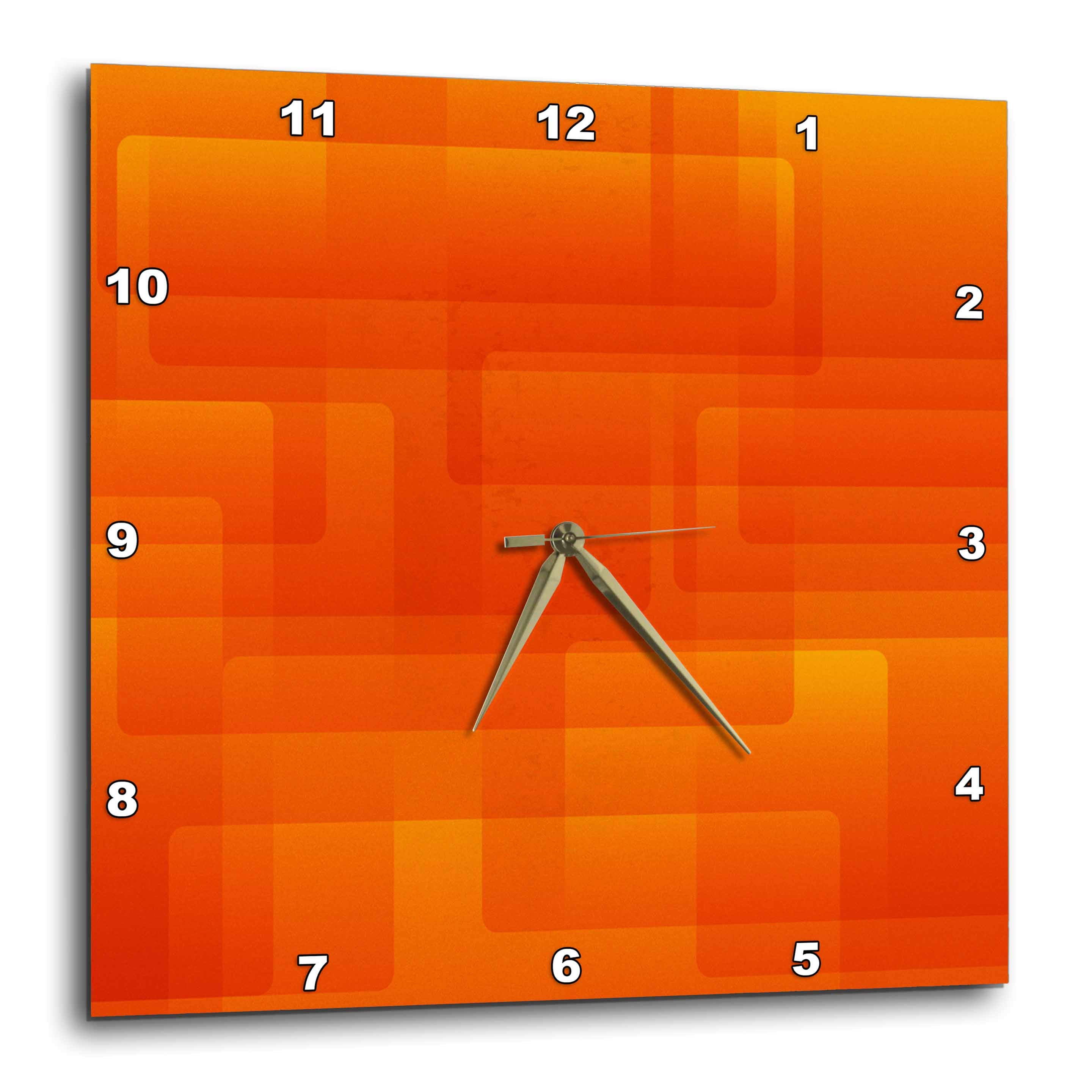 3dRose Anne Marie Baugh - Abstract Art - Bright Orange On Orange Rounded Rectangles Abstract - Wall Clocks (DPP_213735)