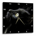 3dRose Jackie Popp Wildlife N Nature Cats - Black cat face - Wall Clocks (DPP_23822)