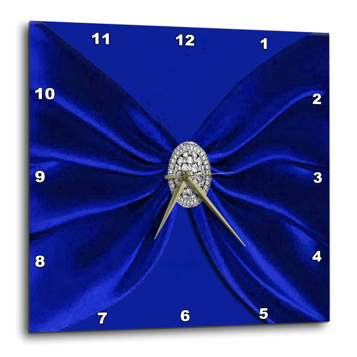 3dRose Beverly Turner Wedding Attendant and Bridal Party - Royal Blue Velvet Look Sash with Round Diamond Jewel Look - Wall Clocks (DPP_244140)