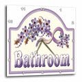 3dRose Florene Vintage - Vintage Violet Bathroom Sign - Wall Clocks (DPP_37389)