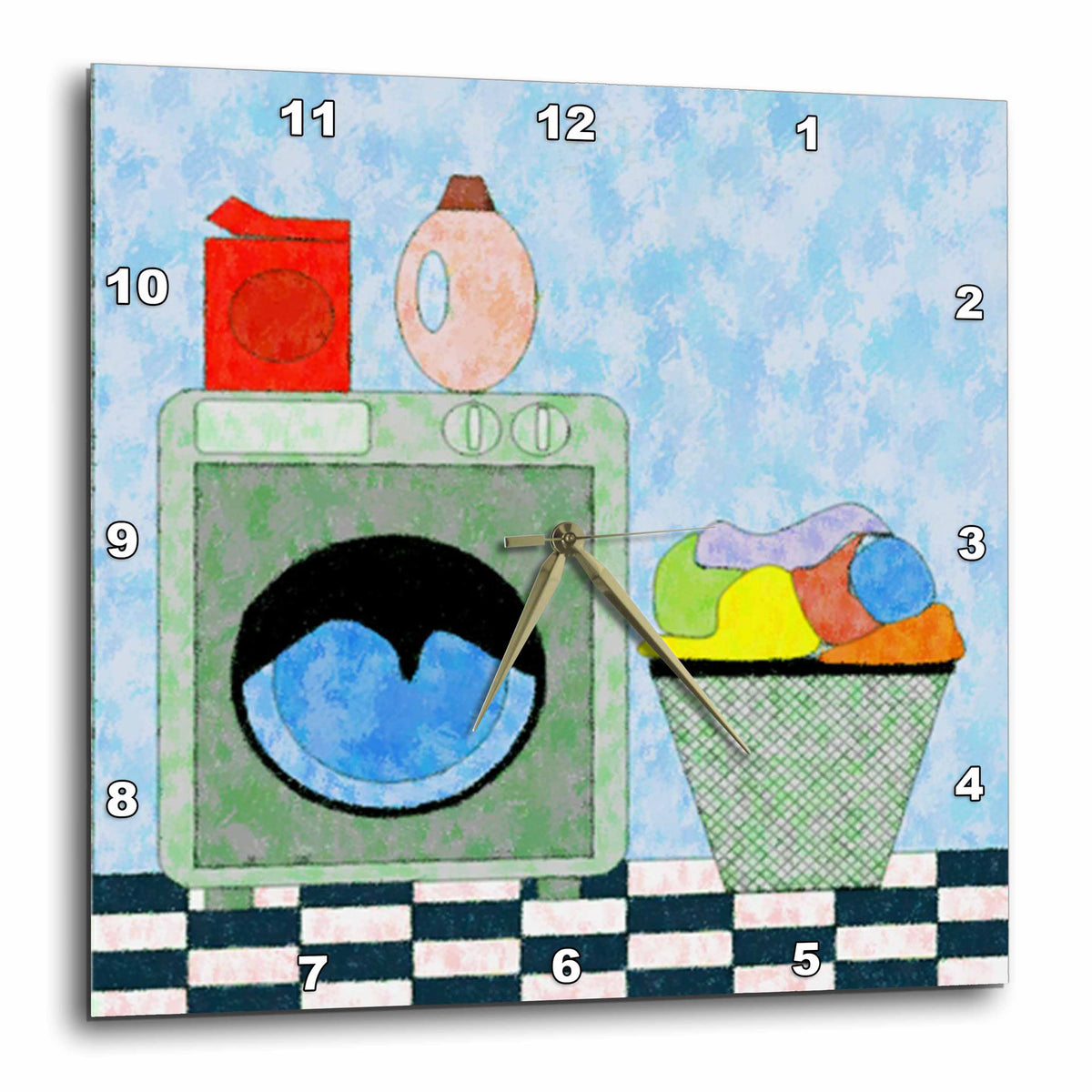 3dRose Florene Décor II - Red Blue Green Laundry Room - Wall Clocks (DPP_44848)