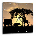 3dRose Renderly Yours Wild Animals - African Safari Silhouette - Wall Clocks (DPP_48979)