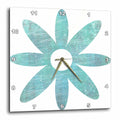 3dRose PS Flowers - Teal Blue Grunge Flower - Floral Art - Wall Clocks (DPP_51413)