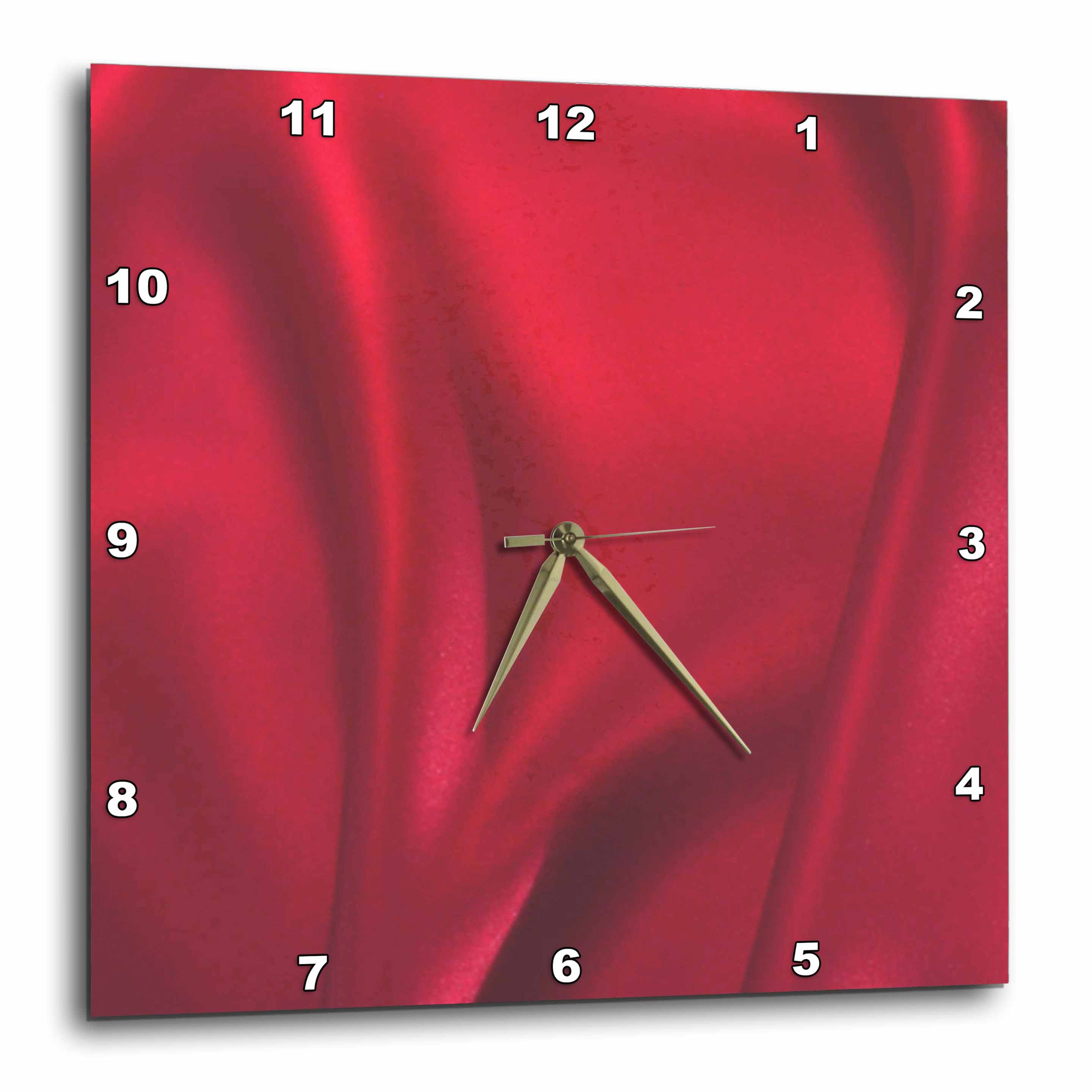 3dRose PS Creations - Red Silk - Classy - Fashion - Art - Wall Clocks (DPP_57251)