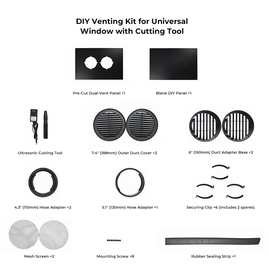 ZERO BREEZE Portable AC Window Venting Kit