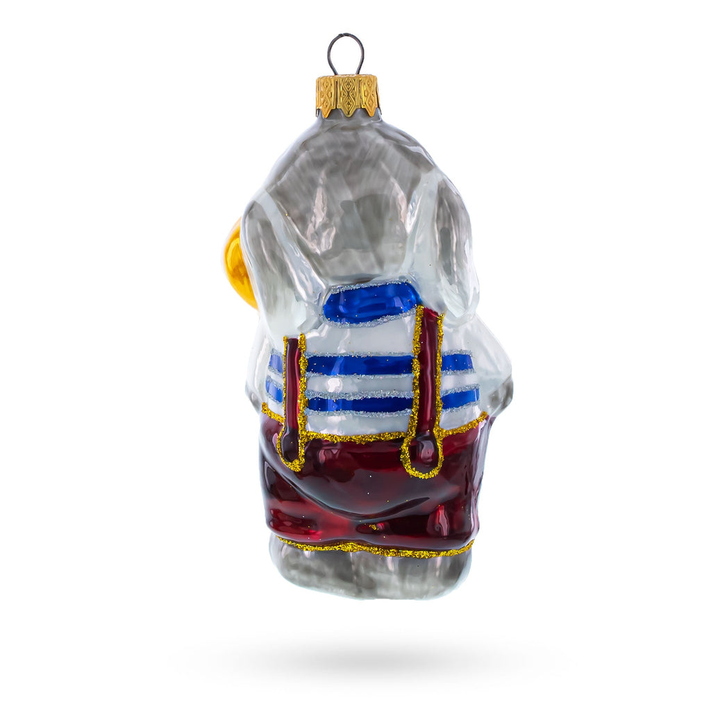Elephant In Red Outfit Glass Christmas Ornament