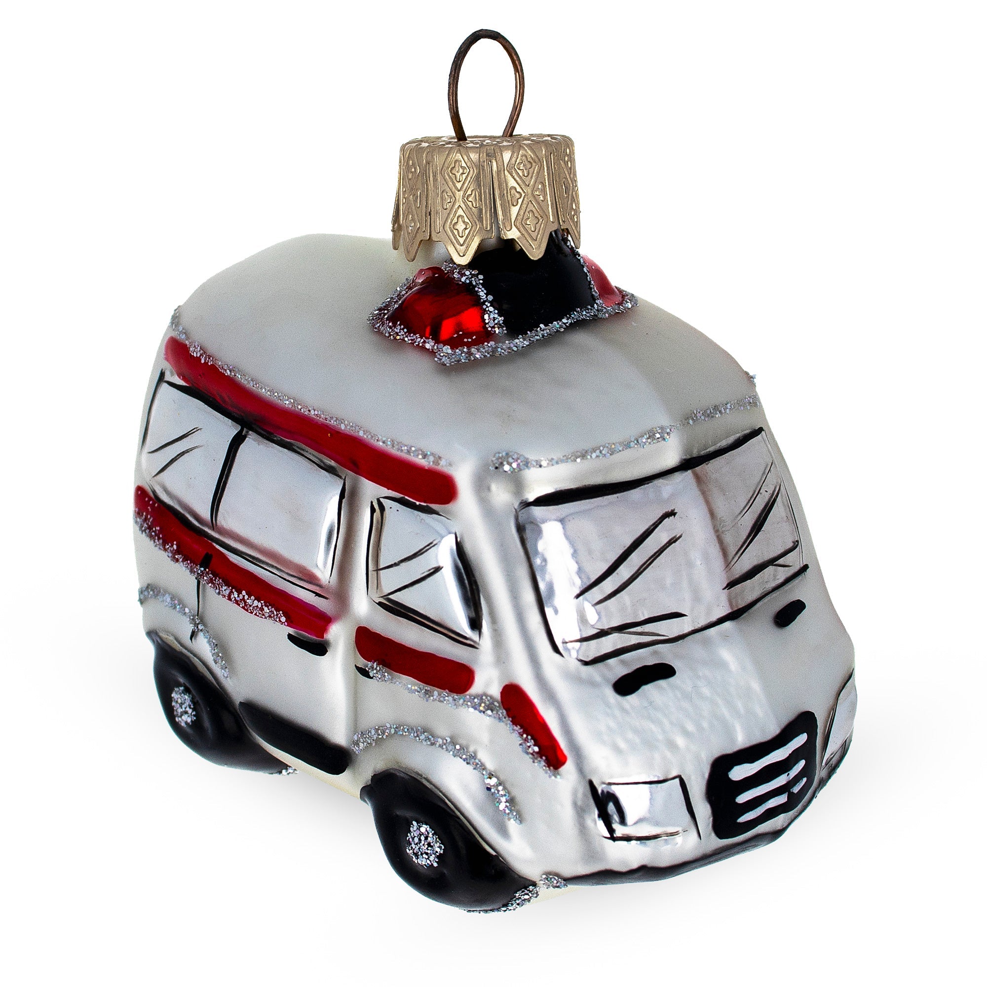Emergency Vehicle Ambulance Car Mini Glass Christmas Ornament
