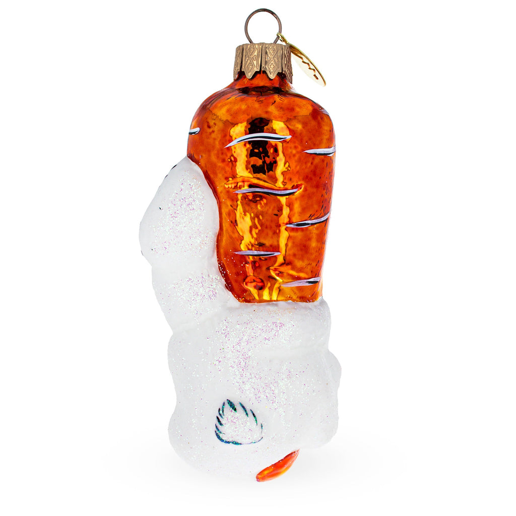 Bunny with Carrot Glass Christmas Ornament