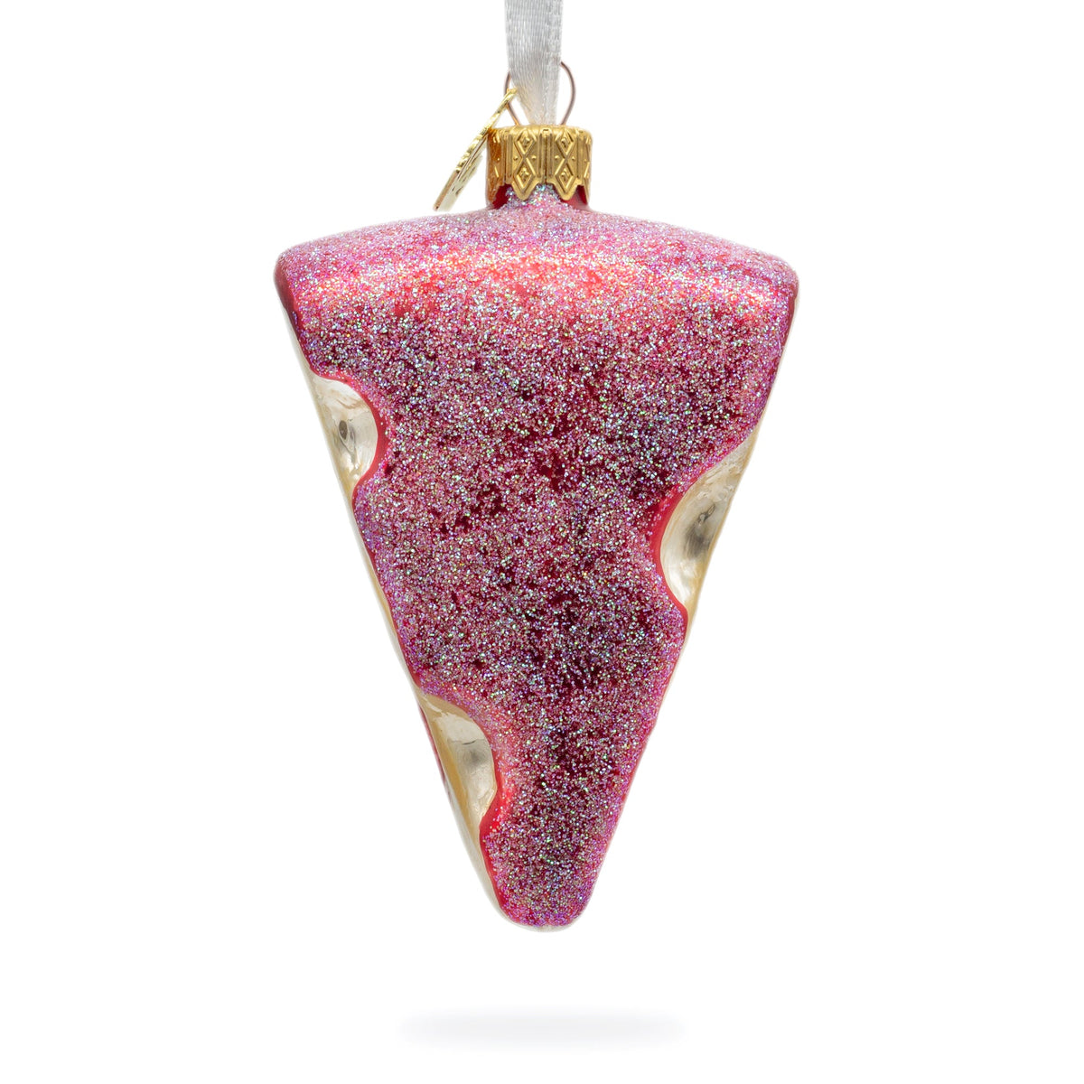 Swiss Cheese Wedge with Hole Details Glass Christmas Ornament