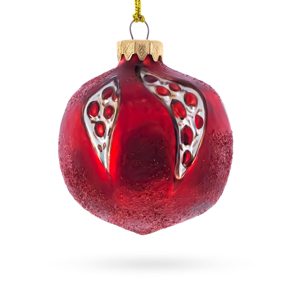 Pomegranate with Cut Open Seed Details Glass Christmas Ornament