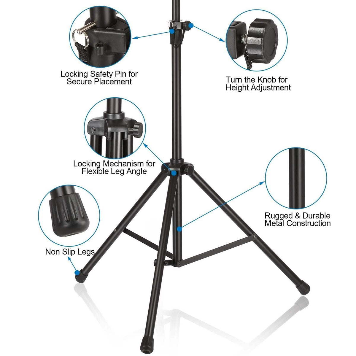 AGPtEK Microphone Stand Wind Screen Bracket with Adjustable Non-slip Tripod Base
