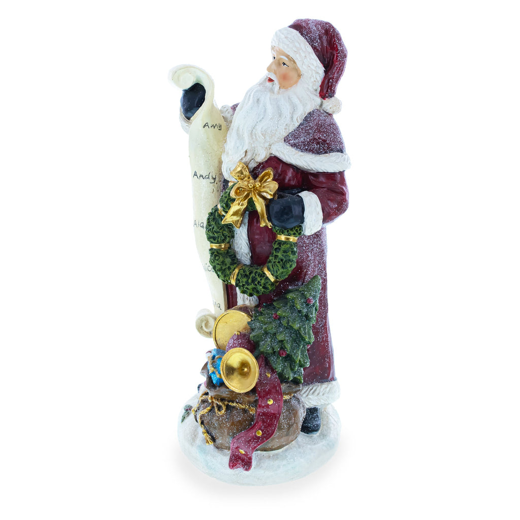 Santa Reading Christmas Gift List Figurine - Winter Holiday Decor 11.5 Inches