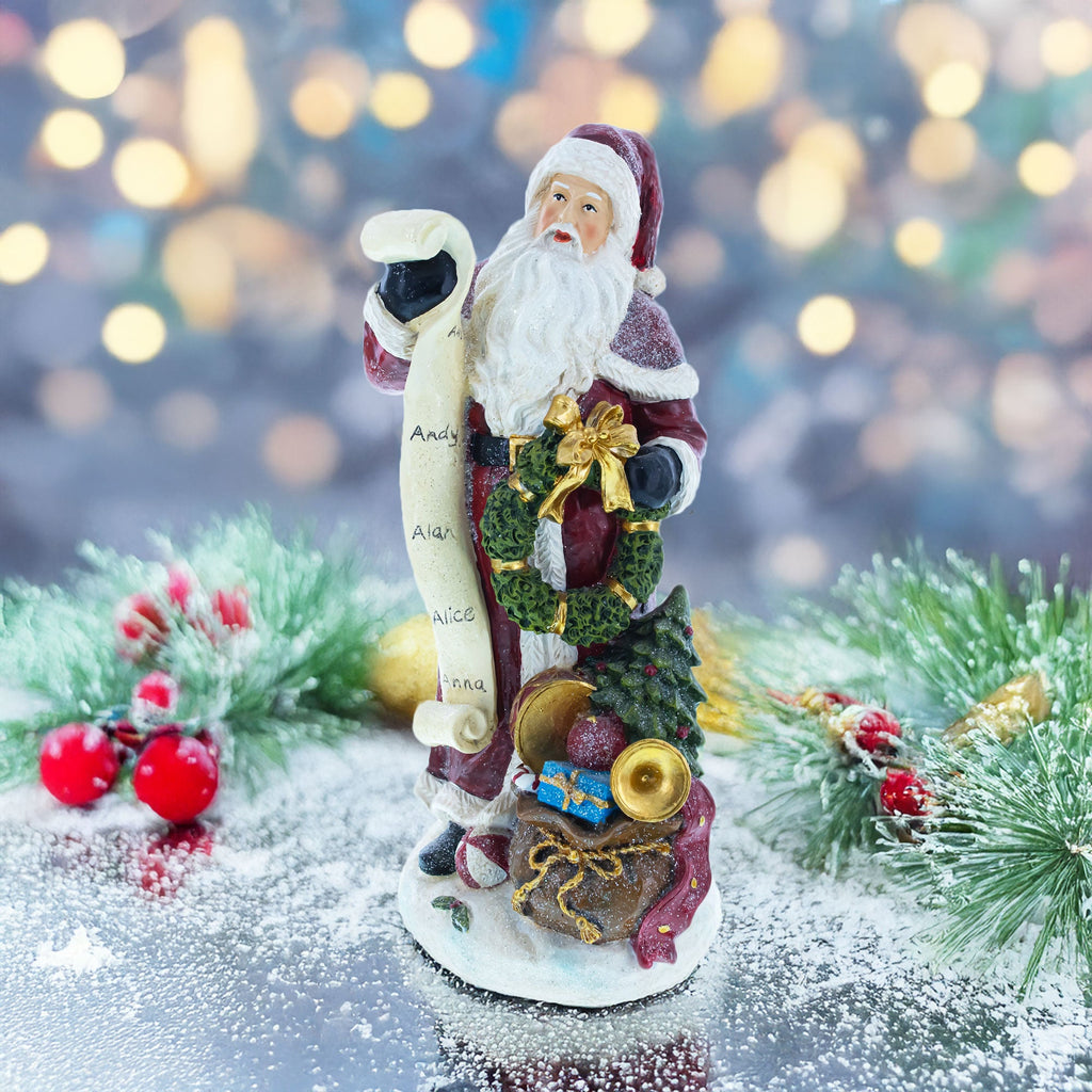 Santa Reading Christmas Gift List Figurine - Winter Holiday Decor 11.5 Inches