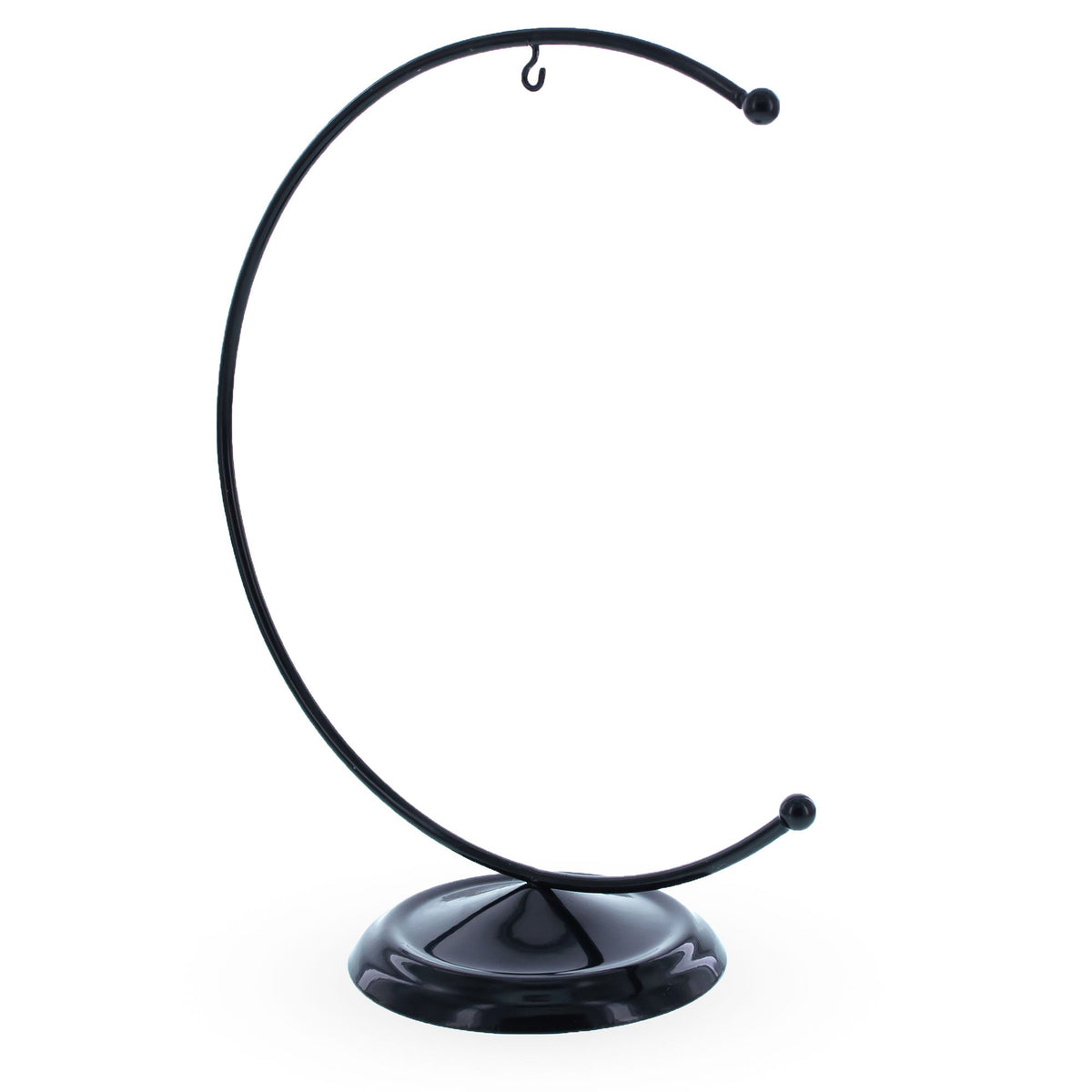 Crescent Moon Black Painted Metal Ornament Display Stand 8.8 Inches