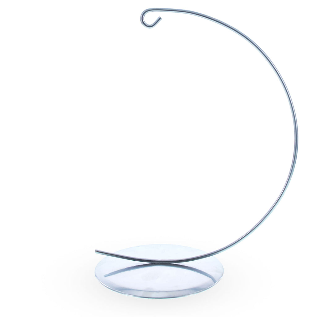 Solid Round Base Silver Metal Ornament Display Stand 7.8 Inches