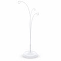 3-Arm Botanical Style White Painted Metal Ornament Display Stand 12 Inches