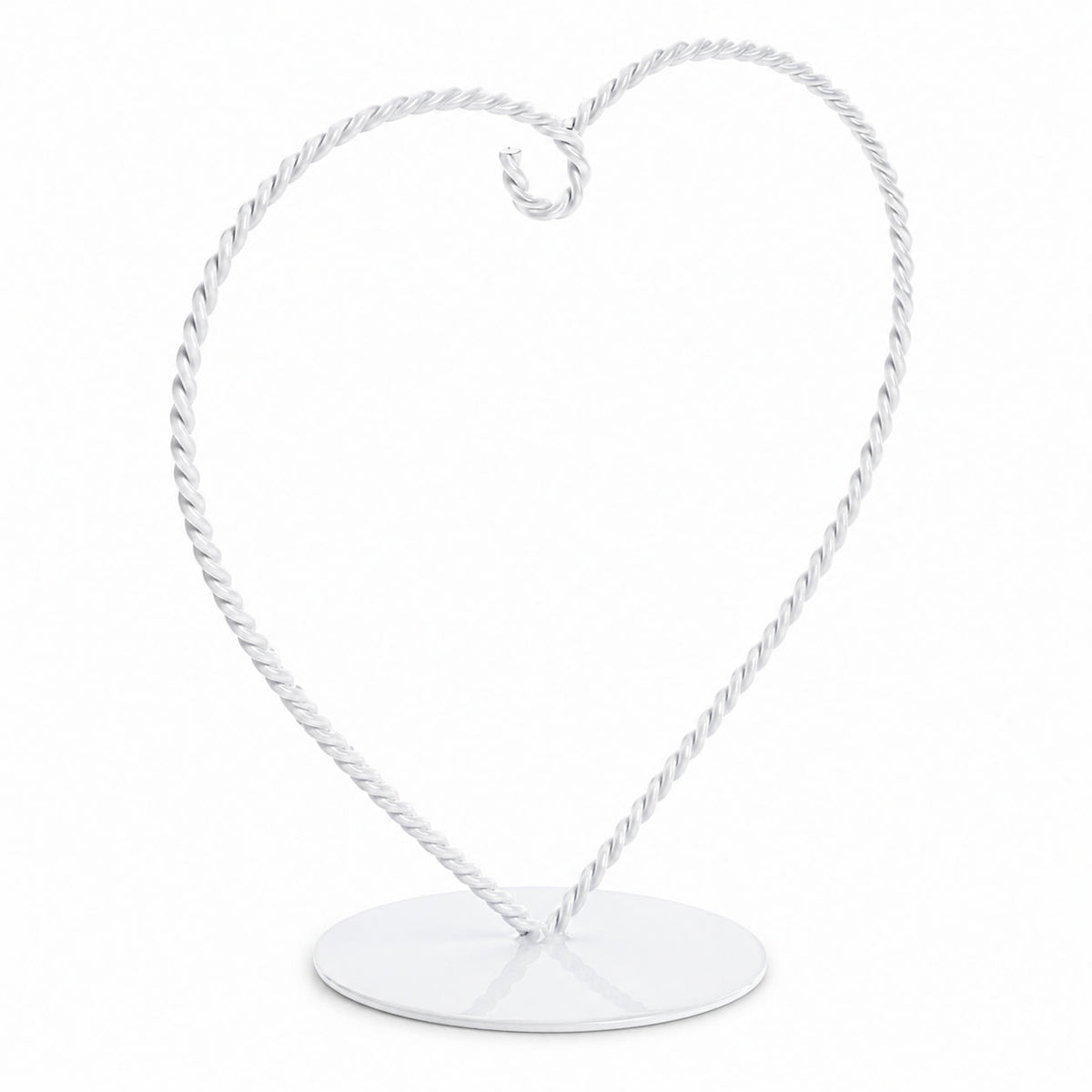 Heart-Shaped Twisted White Painted Metal Ornament Display Stand 6.2 Inches