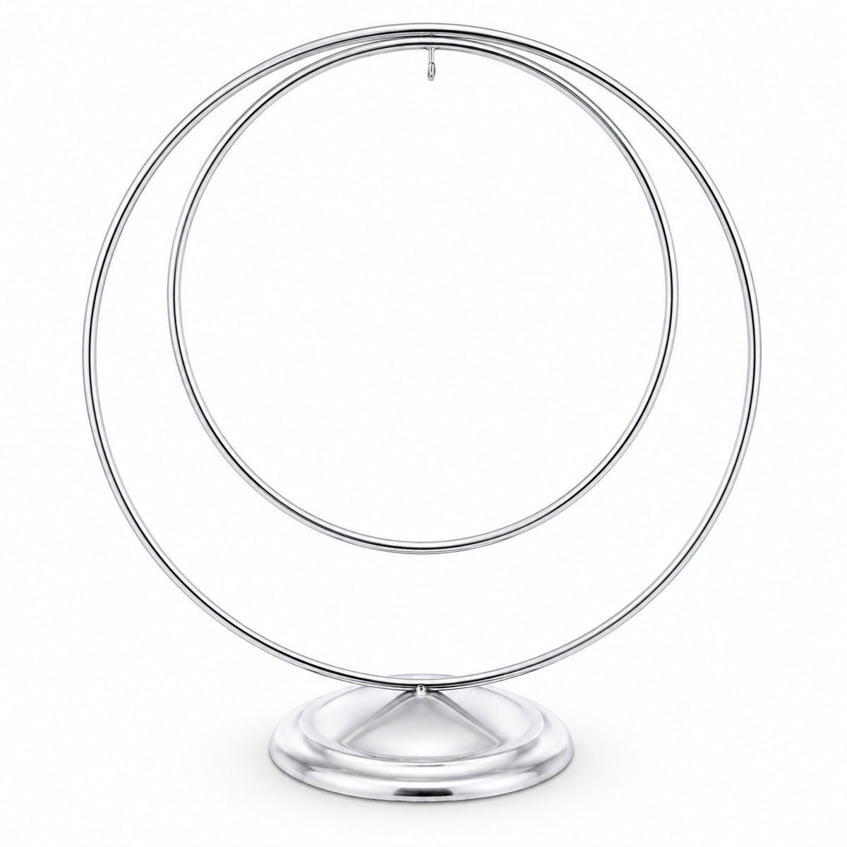 Contemporary Double Circle Silver Metal Ornament Display Stand 8.2 Inches