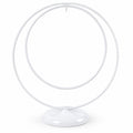 Contemporary Double Circle White Painted Metal Ornament Display Stand 8.2 Inches
