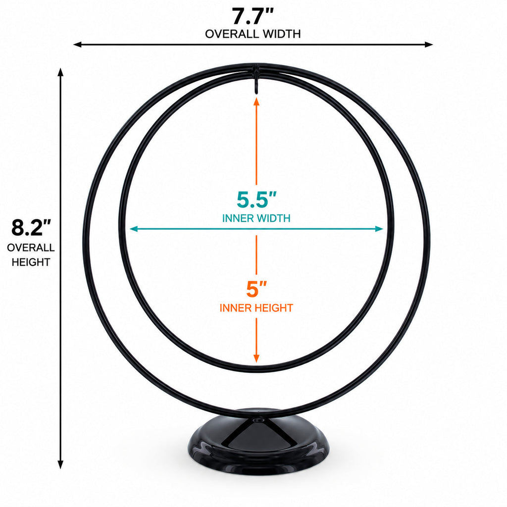 Contemporary Double Circle Black Painted Metal Ornament Display Stand 8.2 Inches