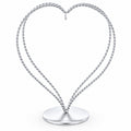 Double Wire Heart Twisted Silver Metal Ornament Display Stand 7.8 Inches