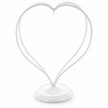 Double Wire Heart Twisted White Paint Metal Ornament Display Stand 7.8 Inches