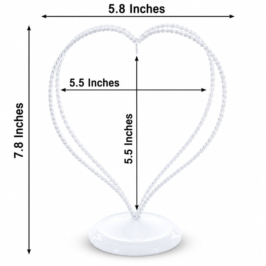 Double Wire Heart Twisted White Paint Metal Ornament Display Stand 7.8 Inches