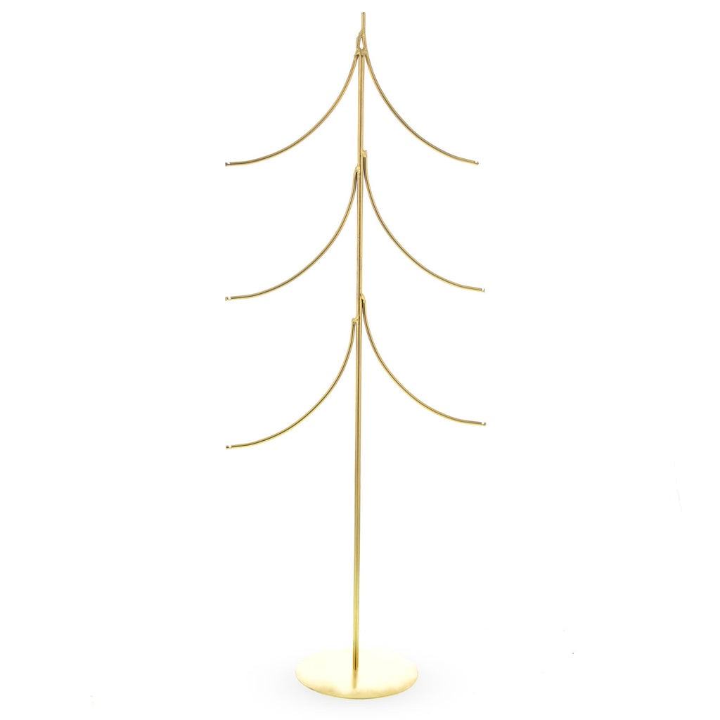 6-Arm Tiered Tree Gold Metal Ornament Display Stand 14 Inches